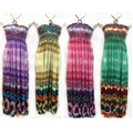 Women's Long Tube Dress Tie Dye Effect w/ Neck Tie